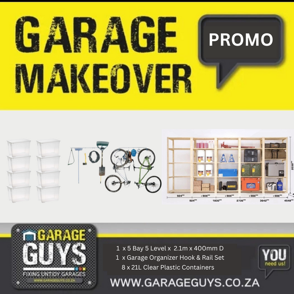 Garage Bundle Deluxe DIY 5 Bay 5 Level with Hook & Rail & Containers