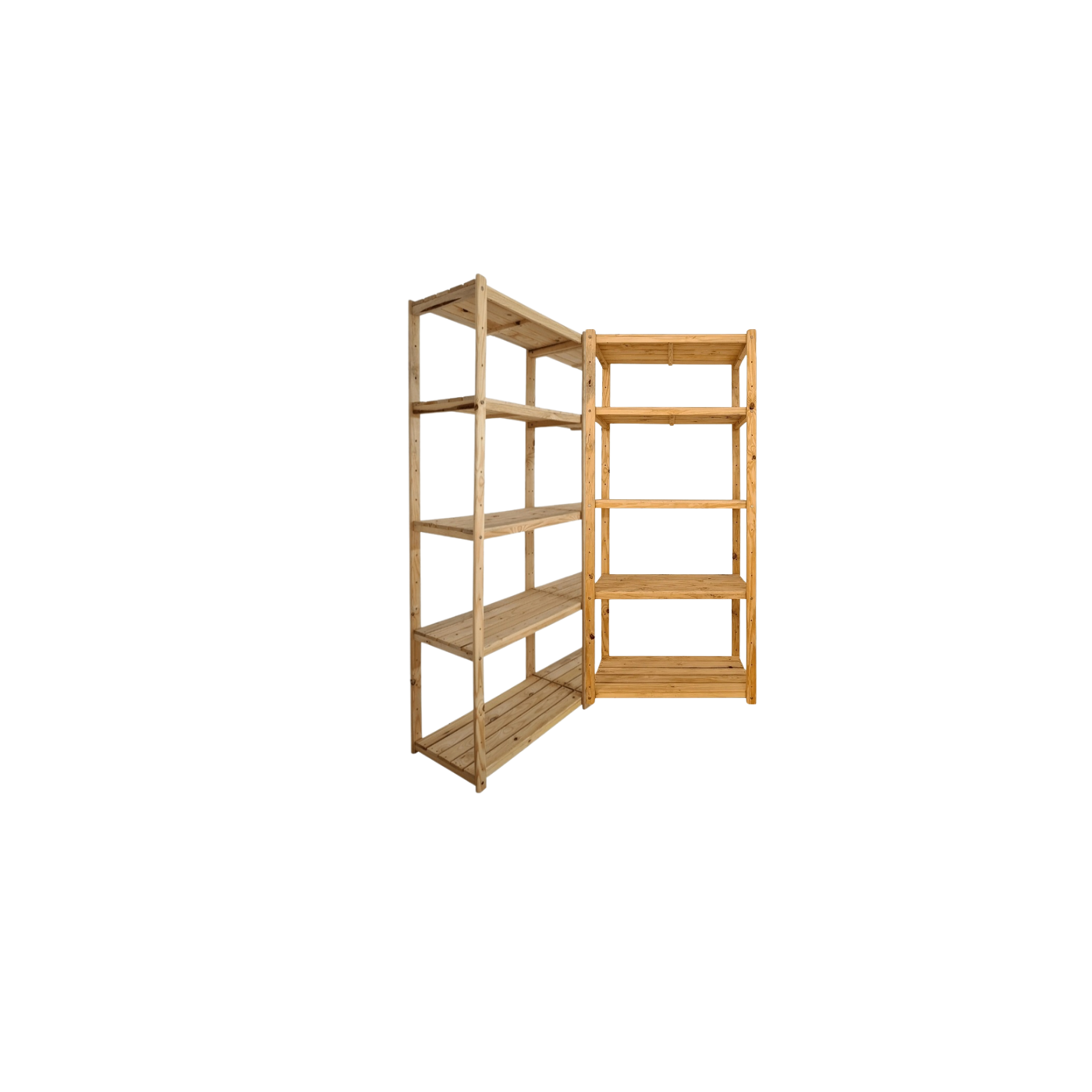 2 Bay Corner L Shape DIY Wooden Shelving Unit with 5 levels of Shelves (2.1m High) 400mm Depth Shelf