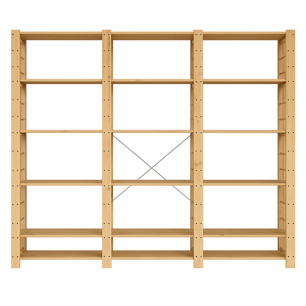3 Bay 6 Level Pine Hout Modulêre DIY Boek liasseer rak