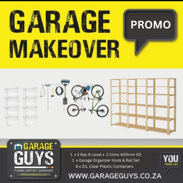 Garage Bundle Deluxe DIY 3 Bay 6 Level with Hook & Rail & Containers
