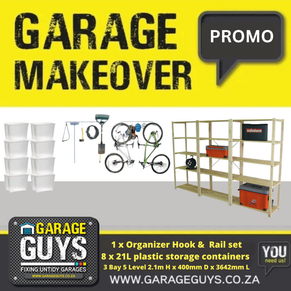 Garage Bundle Deluxe DIY 3 Bay 5 Level with Hook & Rail & Containers