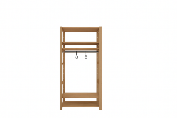 1 Bay 6 Level Pine Wooden Modular DIY Wardrobe Hanging Rail Shelf