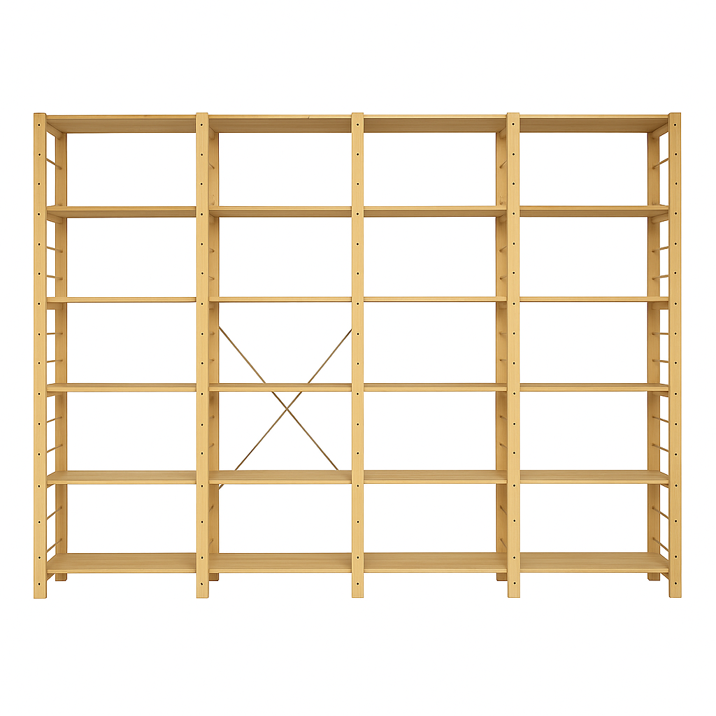 4 Bay 6 Level Pine Hout Modulêre DIY Boek liasseer rak