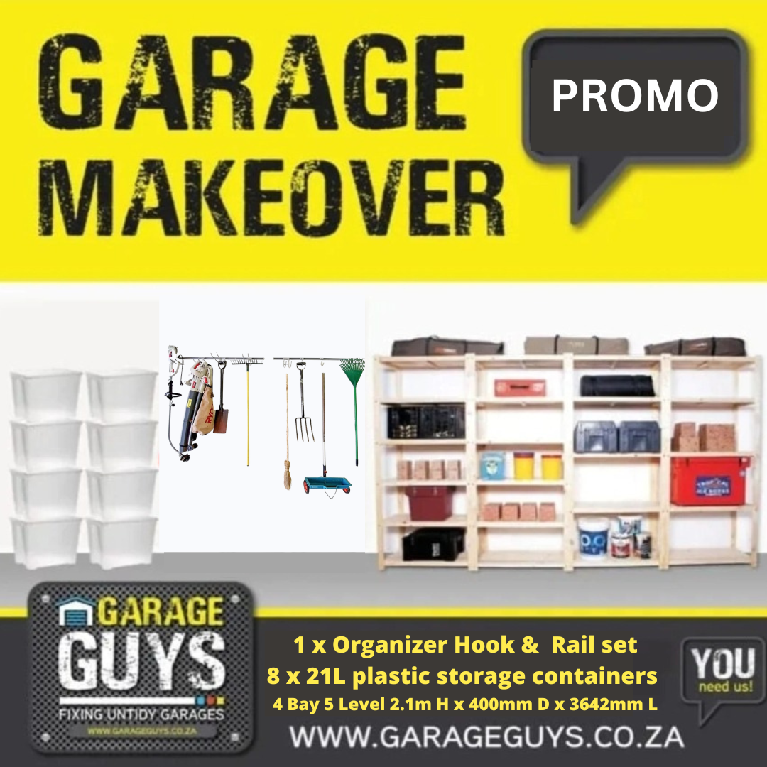 Garage Bundle Deluxe DIY 4 Bay 5 Level met Haak &amp; Rail &amp; Houers 600mm