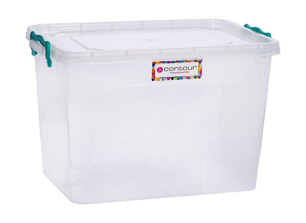 21ℓ Clear Plastic Clip & Lock Storage Container With Wheels - Garage Guys