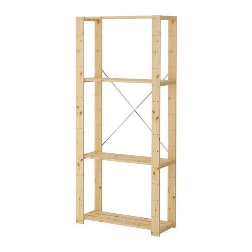 1 Bay DIY Modular Pine Wooden Shelf with 4 levels of Shelves (2.1m High) - Garage Guys
