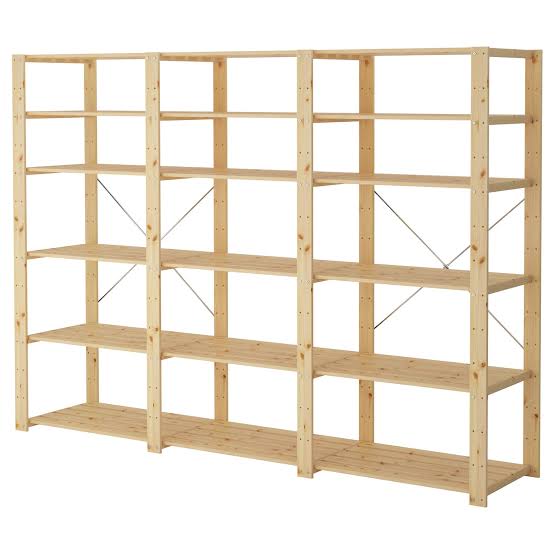 3 Bay 6 Level Pine Wooden Modular DIY Book Filing Shelf - Garage Guys